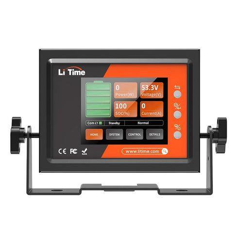 شاشة عرض بطارية LiTime لعربة الجولف، شاشة LCD مع اتصال RS485، الجهد الكهربي في الوقت الحقيقي، SOC، التيار، درجة الحرارة والتحكم في النظام in Kuwait