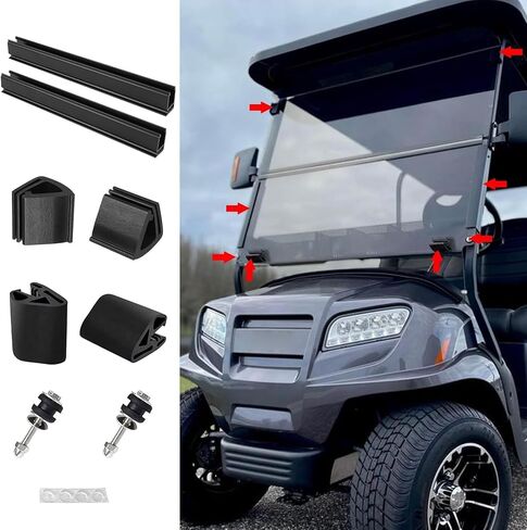مجموعة مشابك الزجاج الأمامي لعربة الجولف لسيارة النادي السابقة تناسب أنبوب 1 × 1 بوصة OEM#101444101،102005801 تتضمن مشابك وشاح الزجاج الأمامي مقاس 12.6 بوصة، ومشابك تثبيت الزجاج الأمامي، وأسفل الزجاج الأمامي in Kuwait