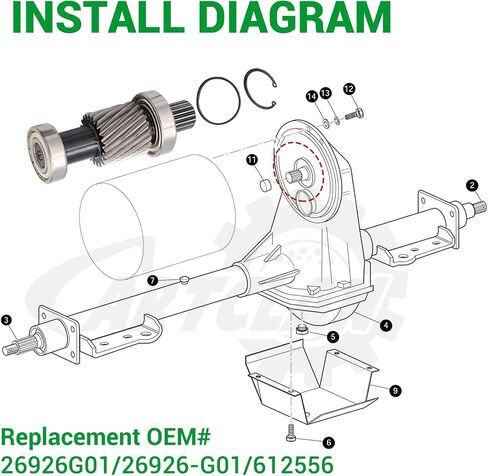 EZGO TXT Input Shaft Kit, Golf Cart Input Shaft Kit Include O-Ring Seal, Clasp Spring Suitable for 1994-Up EZGO TXT Electric and 1988-1990 EZGO Marathon Golf Carts, OEM# 26926G01, 612556 in Kuwait