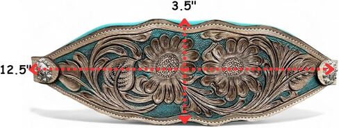 رسن برونزي من Majestic Ally Western Horse، حزام أنف من الجلد المبطن باللون الفيروزي، لمسة نهائية عتيقة، تصميم زهور مزخرف، نايلون قابل للتعديل in Kuwait