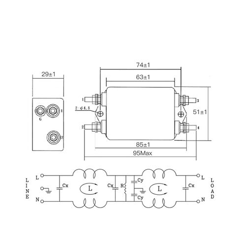 CW4L2-20A-T EMI Power Filter Single Phase 6A 10A 20A AC 115V/250V 20A 50/60Hz(CW4L2-20A-T) in Kuwait