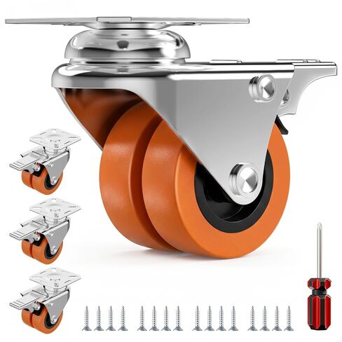 2 Inch Heavy Duty Caster Wheels Set of 4 Locking Plate | 880lb, 360° Swivel, TPR Floor-Safe, Industrial Casters Workbench Tool Cabinet Furniture Indoor Outdoor in Kuwait