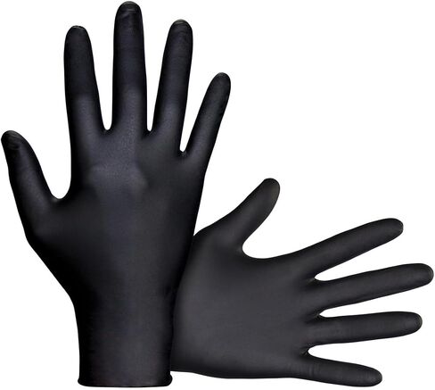 قفازات SAS Raven 7 Mil Nitrile خالية من البودرة للاستعمال مرة واحدة، 50 زوجًا، أسود، كبير، تصنيف ASTM D6978، الموديل # 66518 in Kuwait