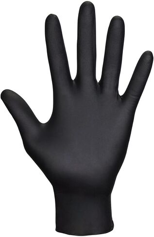 قفازات SAS Raven 7 Mil Nitrile خالية من البودرة للاستعمال مرة واحدة، 50 زوجًا، أسود، كبير، تصنيف ASTM D6978، الموديل # 66518 in Kuwait