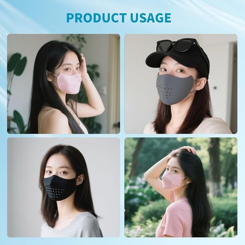 4 PCS UV Protection Face Mask, UPF 50+ Ice Silk Washable Reusable Sun Sunscreen Masks for Women in Kuwait