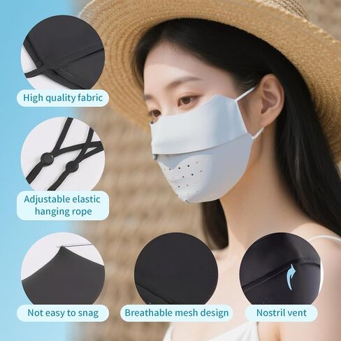 4 PCS UV Protection Face Mask, UPF 50+ Ice Silk Washable Reusable Sun Sunscreen Masks for Women in Kuwait