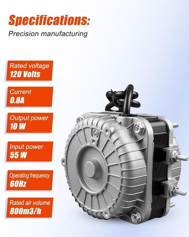YZF10-20 محرك مروحة تيار متردد 120 فولت 0.8 أمبير 60 هرتز 10/55 وات 1550 دورة في الدقيقة، محرك مكثف ذو عمود مظلل لمعدات التهوية الصغيرة، مبخر المبرد، معدات التبريد بالفريزر in Kuwait