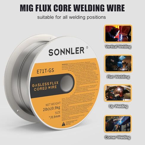 3 Packs 2-Pound 035 Flux Core Welding Wire,SONNLER E71T-GS Mig Welding Wire | Low Splatter Gasless Carbon Steel Mig Welding Wire Compatible With HF Fourney Harbor Welder in Kuwait