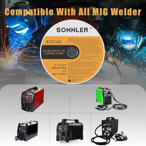 3 Packs 2-Pound 035 Flux Core Welding Wire,SONNLER E71T-GS Mig Welding Wire | Low Splatter Gasless Carbon Steel Mig Welding Wire Compatible With HF Fourney Harbor Welder in Kuwait