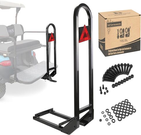10L0L Golf Cart Rear Seat Safety Grab Bar for EZGO Club Car Yamaha | Fits (2+2)/(4+2) Rear Seat Kits, 10-5/8 to 11 inch Bracket Spacing, Powder-Coated Steel, Includes Triangle Reflectors in Kuwait