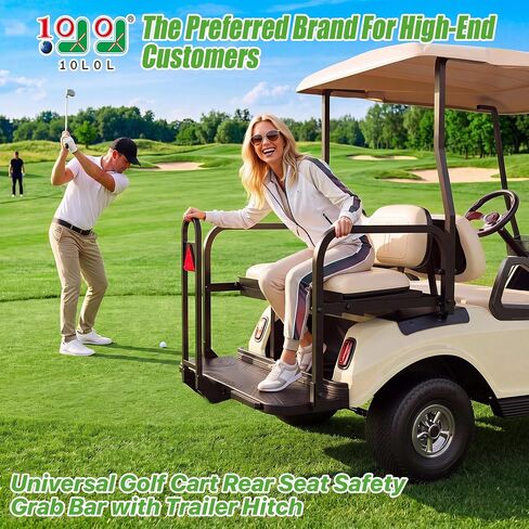 10L0L Golf Cart Rear Seat Safety Grab Bar for EZGO Club Car Yamaha | Fits (2+2)/(4+2) Rear Seat Kits, 10-5/8 to 11 inch Bracket Spacing, Powder-Coated Steel, Includes Triangle Reflectors in Kuwait