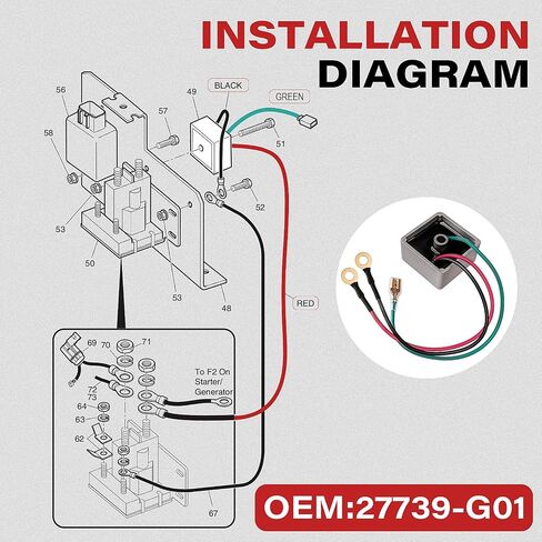 Golf Cart Voltage Regulator Rectifier, Fits 1994-Up Gas EZGO TXT, OEM# 27739-G01 in Kuwait