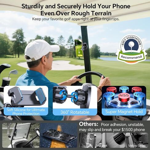Coolpow Magnetic Phone Holder for Gym【6*N55 Strong Magnets】 Magnetic Phone Mount Attach to Metal Surface, Golf Cart Phone Holder Magnet for Men Women with Smartphones 4.7-7", Gifts for Golfers in Kuwait