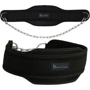 Weight Lifting Belt with Chain Fitness Dip Belt for Weightlifting Neoprene Support Weighted Pull Up Belt With Heavy Duty Steel Chain for Men Added Weight Training, Squat, Deadlift, Bodybuilding
