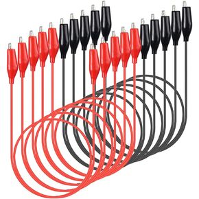 Alligator Clips Electrical 10pcs, 0.5mm² /20AWG Wire, Insulated Test Leads with Alligator Clips, Soldered Double-Ended Jumper Wires for Experiment, Electrical Testing, Circuit Connection,