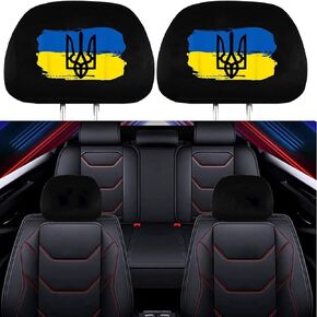 2 Pack Headrest Covers for Ukraine Flag Ukraine National Emblem , Seat Cover Accessories Car Headrest Protector Universal Fit to All Car/Truck Models (Ukraine Flag)