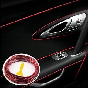 10Ft (3m) Car Interior Decorative Molding Door Panel Gap Trim Strip (Chrome Red)