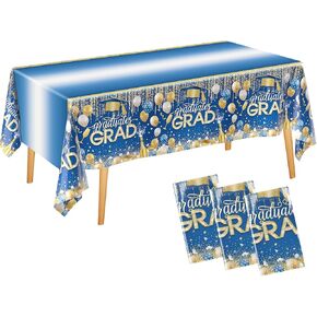 مجموعة من 3 مفارش مائدة التخرج من Merear فئة 2024، مفرش طاولة Gonggrats Grad لمستلزمات حفلات التخرج مقاس 54 بوصة × 108 بوصة ديكورات حفلات التخرج لحفلات المدرسة الثانوية بالكلية، أزرق in Kuwait