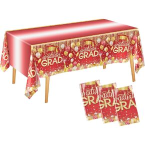 Merear 3 Pack Graduation Tablecloth Class of 2024, Gongrats Grad Tablecover for Graduation Party Supplies 54"x108" Tablecloth Graduation Party Decorations for College High School Party, Purple
