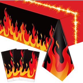 Fire Heroes Table Cloth Firefighter Themed Birthday Party Supplies Plastic Firefighter Table Cover Flame Theme Firefighter Tablecloth for Party School Activity(3 Pieces)