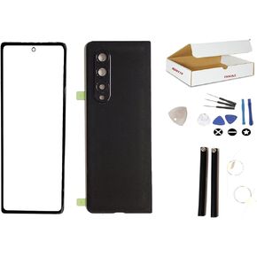 MD0410 Screen Repair Kit Compatible with Samsung Galaxy Z Fold 3 F926 Front Outer Glass Lens Back Housing Camera Frame Lens Cover Replacement (Phantom Black)
