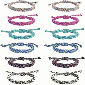 12 pcs Braided Friendship Bracelets for Teens Girls Teenager Goody Bag Stuffers Handmade Adjustable Woven Kids Bracelets for Girls Tween Girl Birthday Christmas Back to School Party Favors
