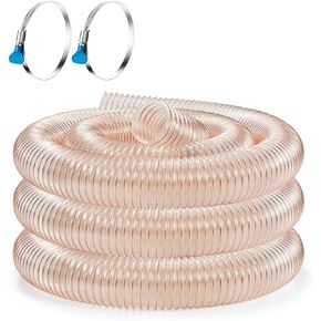 Flexible PU Dust Collection Hose with Stainless Steel Hose Clamps Clear Vacuum Hose Dust Collection Fittings Dust Collector Accessories for Woodworking (2.5 Inch, 10 ft)