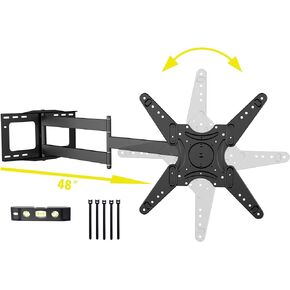 WHYFONE 48'' Extension Long Arm TV Wall Mount Heavy Duty, Portrait TV Mount Vertical,Full Motion TV Bracket Swivel Tilt Level,26''-60''TV, VESA 400x400mm,16''Wood Stud/Concrete/Brick Wall