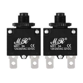 uxcell 2Pcs Thermal Overload Protector AC 125/250V 3A Push Button Reset Circuit Breaker