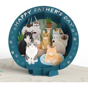 بطاقة Lovepop Cat Dad Father's Day Pop-Up Card، مقاس 5 × 7 بوصة، بطاقة لأب القطة، هدية لعيد الأب، بطاقة تهنئة فريدة مع مظروف
