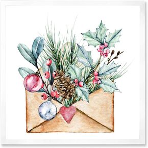 DesignQ Merry Christmas Greeting Card Traditional Framed Wall Art