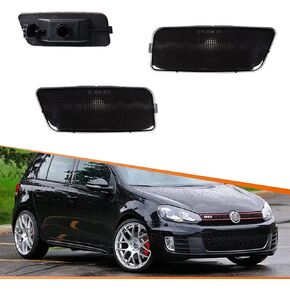 ADIIL Smoked Lens Amber Full LED Side Marker Lights Front Bumper Sidemarker Lamps Reflectors Compatible with 2010-2014 Volkswagen MK6 GTI
