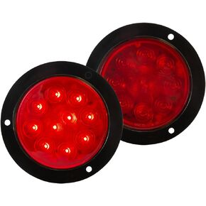 2PCS Round Trailer Tail Brake Lights 10 LEDS Red 12V 4" Position Marker Lamps Waterproof Lens Fit for Kenworth T680 2013-2019