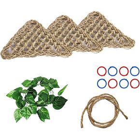 Bird Seagrass Mat, Parrot Natural Seagrass Woven Net Parakeet Climbing Rope Chew Toys Hideout Shed Sheltering for Lovebird Cockatiel Conure Budgie