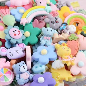 50 Pcs Slime Charms Easter Set DIY Craft Mixed Making Resin Jewery Making Kit, Resin Flatback Slime Beads Making Supplies for DIY Scrapbooking Crafts (Blue)