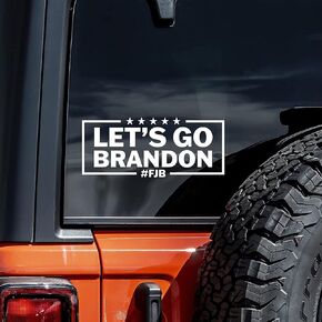 WSQ Lets Go Brandon FJB Anti Biden Vinyl Decal Sticker, White, 7x3 Inches, Waterproof, for Car Truck SUV Van Window Bumper and Any Smooth Surface