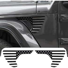 JeCar Side Fender Vent American Flag Vinyl Decals Precut USA Flag Stickers Compatible with Jeep Wrangler 2018-2023 JL JLU & 2020-2023 Gladiator JT, 1 Pair