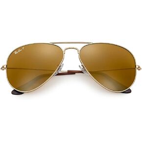 Ray-Ban RB3025 001/57 Unisex Aviator Sunglasses Polarized (Gold Frame/Brown Polarized Lens 001/57, 58), Medium