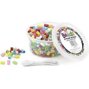 Hygloss Products 6807 Bucket O'Beads Class Economy 700 straw beads, Multi