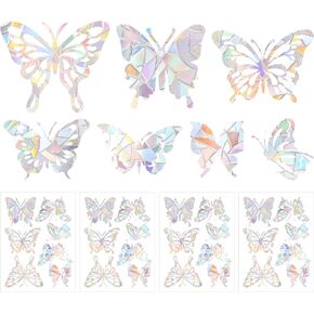 4 Sheets Anti Collision Window Clings, Window Decals to Prevent Bird Strikes Prism Pattern Window Stickers for Birds Alert Stickers to Protect Wild Birds Against Glass (Clouds)