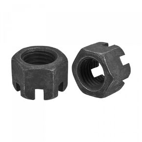 uxcell M10x1.25mm Hexagon Slotted Nut, Grade 4.8 Carbon Steel Hex Castle Nuts, Black, 10Pcs
