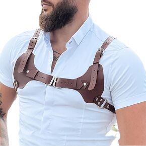 TARZNGGLOP Men's Harness Belt, Costume PU Leather Body Chest for Men, Sexy Punk Body Harness Belt, Adjustable Buckle Clothes Outfits, Nightclub Cosplay Clubwear #28