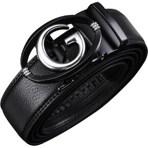 Ratchet Belt for Men, Mens Belt Leather Designer 1 3/8" for Casual Jeans, Black Fashion Belts