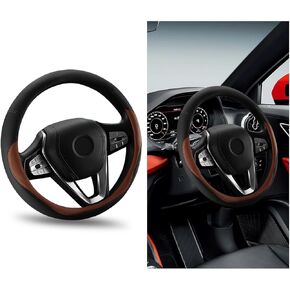 Car Steering Wheel Cover, Universal 15" Anti-Slip Auto Steering Wheel Protector for Men Women, Breathable Odor Free Leather Steering Wheel Car Accessories Fit Most Vehicles (Black)