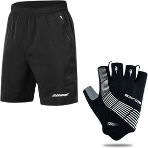 Souke Sports Cycling Bike Gloves Padded Half Finger Bicycle Gloves Black L Men's Workout Running Shorts Quick Dry Athletic Performance Shorts Black L
