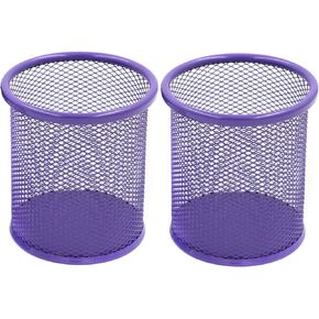 EasyPAG Round Mesh Pencil Holder 2 Pack Pen Holders Desk Pen Cups Organizer for Home, School Office, Black