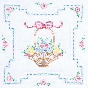 Jack Dempsey Needle Art Basket of Daisies 18" Quilt Blocks