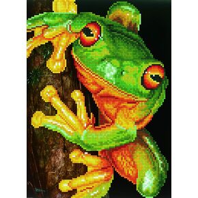 DIAMOND DOTZ ® - Green Tree Frog, Partial Drill, Round Dotz, Frog Diamond Art, Frog Diamond Painting, Diamond Painting Kits, Diamond Art Kits for Adults, Gem Art, Diamond Art, 14.6"x10.6"