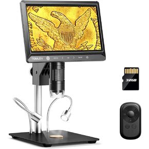 TOMLOV DM702 10.1" Digital Microscope, Coin Microscope Full View, USB Coin Magnifier with Light for Error Coins, Adults Soldering Microscope for Electronics Repair, LCD Magnifying Glass for Collectors