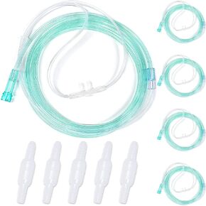 10 PCS Nasal Cannula Tubing, Includes 5PCS 6.5Ft Nasal Cannula tubing for Adult & 5PCS Oxygen Tubing Swivel Connector, Soft-Touch & Kink-Resistant, Great-Value Supplies by Medihealer.